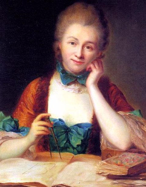 Portrait d'Émilie du Châtelet à sa table de travail